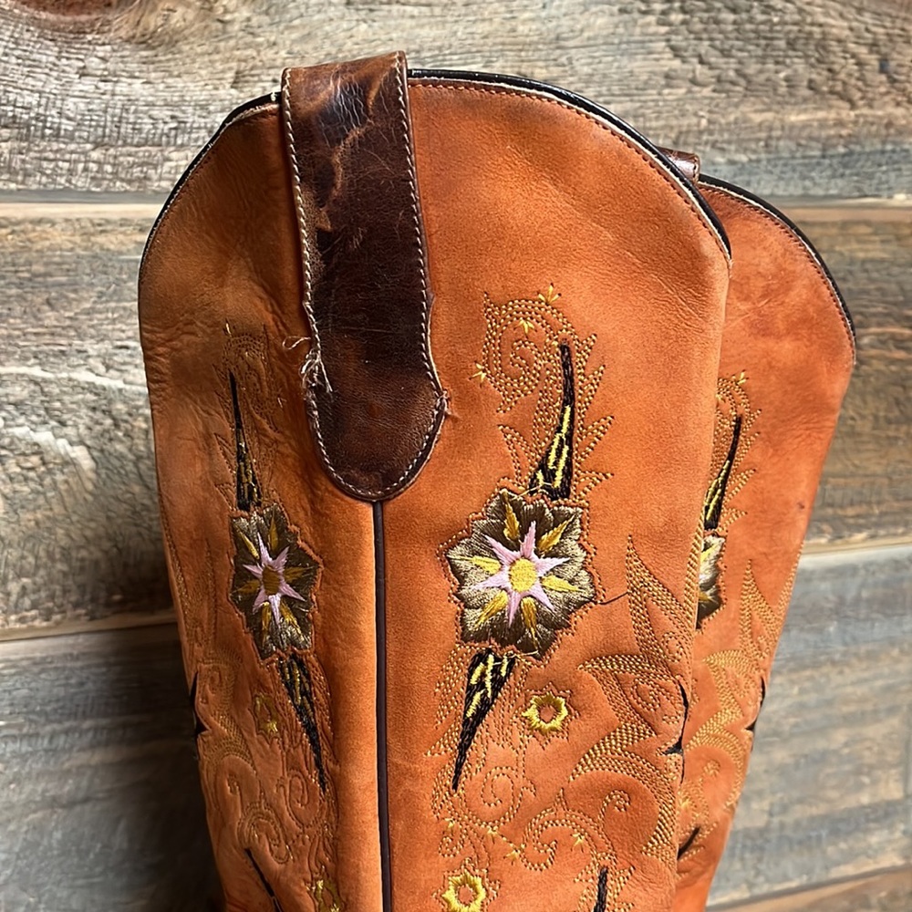 Sonora by Double H Boots Womens 9 Western Floral Embroidered Leather Cowgirl OSU - Picture 5 of 16